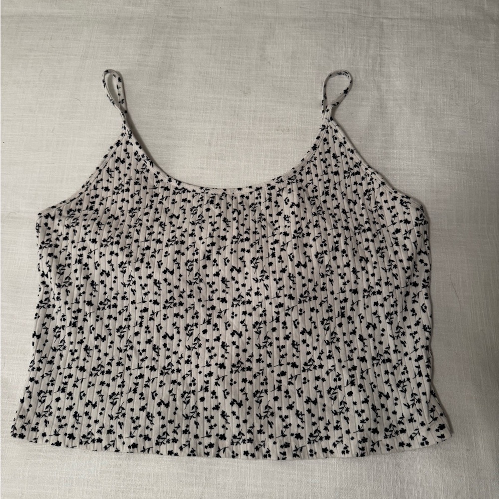 Navy and White Patterned Women's Top